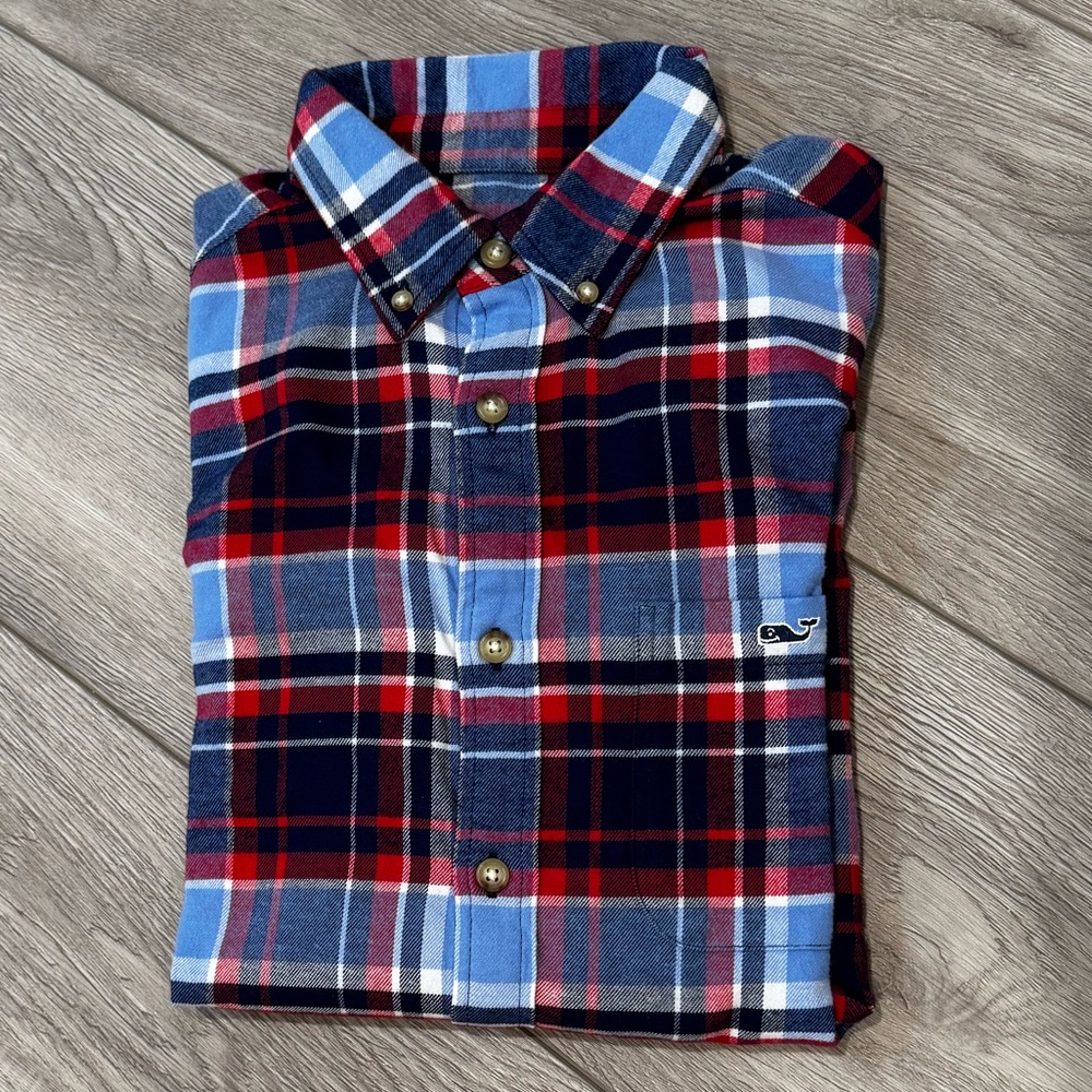 Men’s long-sleeve plaid Vineyard Vines Whale Shirt Sz S